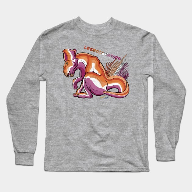 Lesboceratops - Text Long Sleeve T-Shirt by tygerwolfe